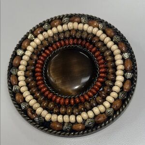 Source Unknown Multicolor Earthy Beaded Belt Buckle